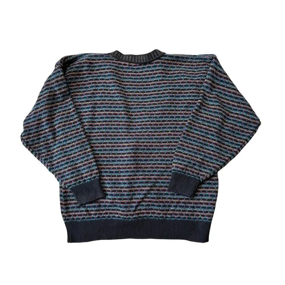 Vintage 80's/90's  Jantzen Cardigan Sweater; Striped; Detailed Buttons; XL